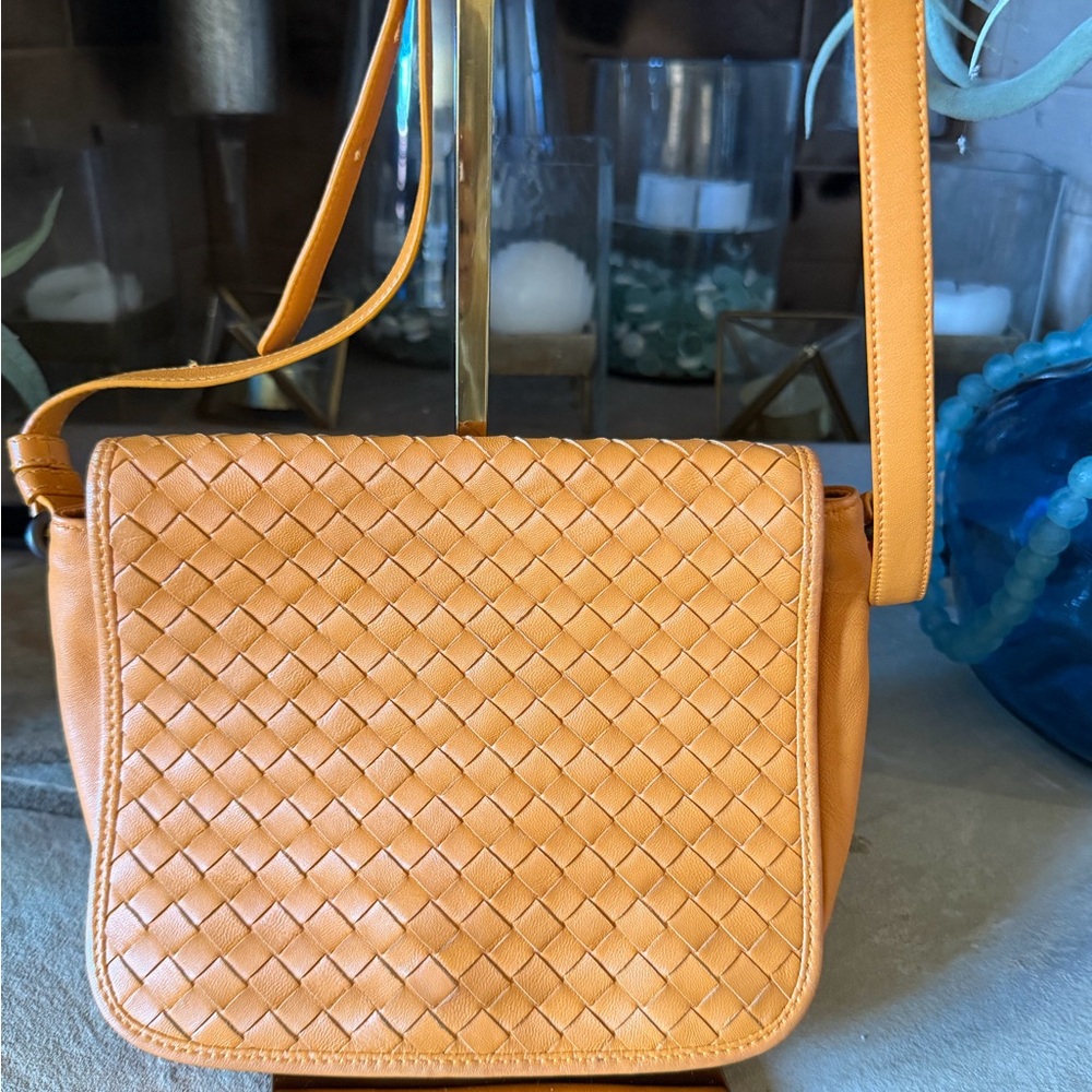 Bottega Veneta Orange Woven Crossbody Bag